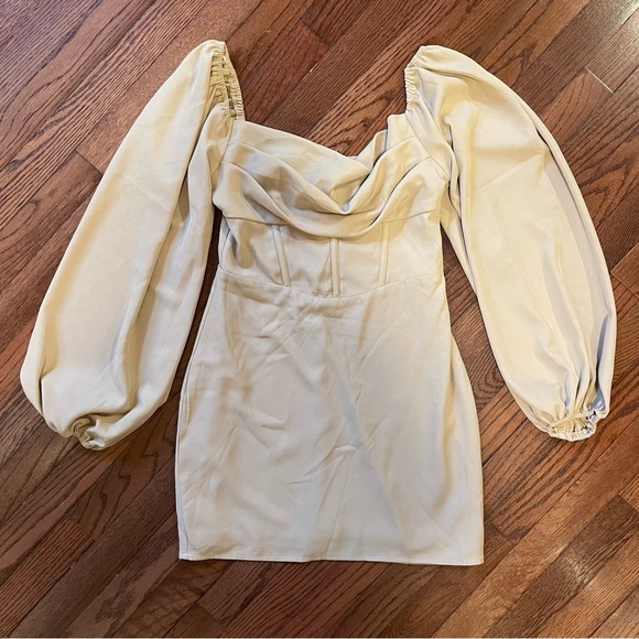 Princess Polly Lillie Long Sleeve Mini Dress Beige - Picture 2 of 4